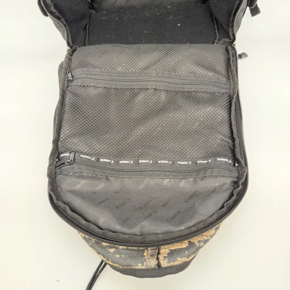 Canon Camera Backpack Black Olive Green DSLR Gear Bag Padded Straps Bungee